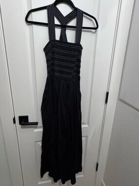Liverpool Black Maxi Dress with White Pinstripes